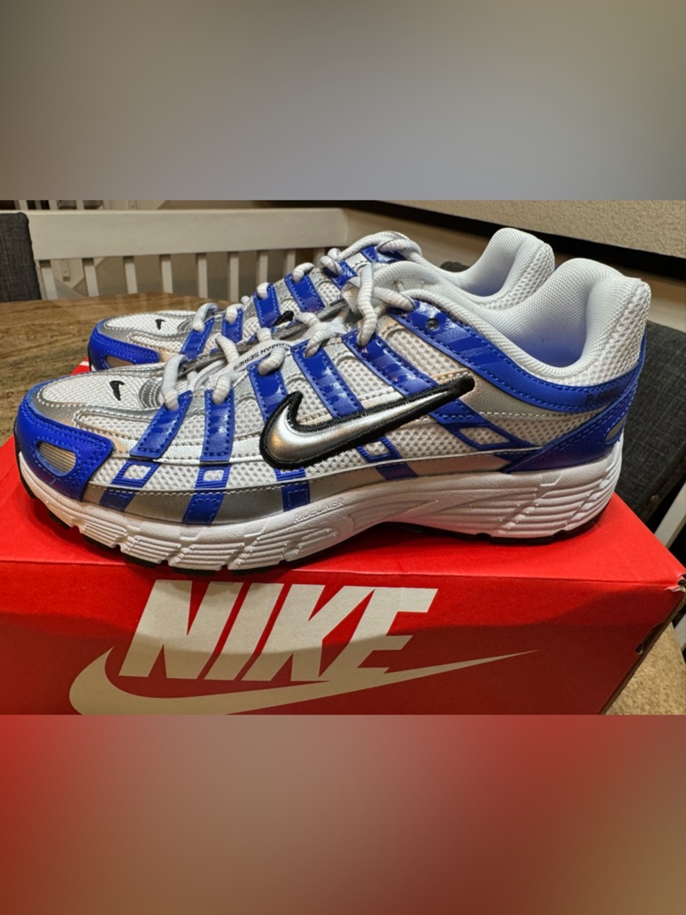 Nike P-6000 Racer Blue Metallic Silver White (GS), Size 5 Youth/6.5W NEW